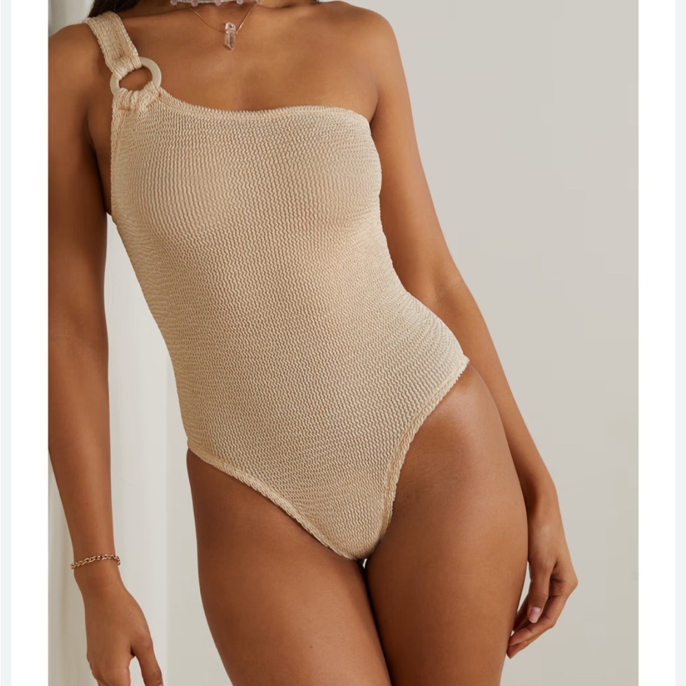 Hunza G Cream One Shoulder Swim One Piece